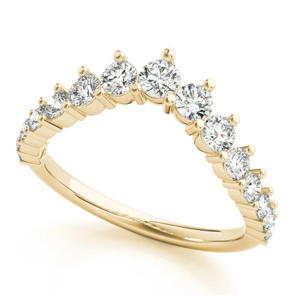 Round Diamond Prong Set White Gold Curved Band Yellow gold