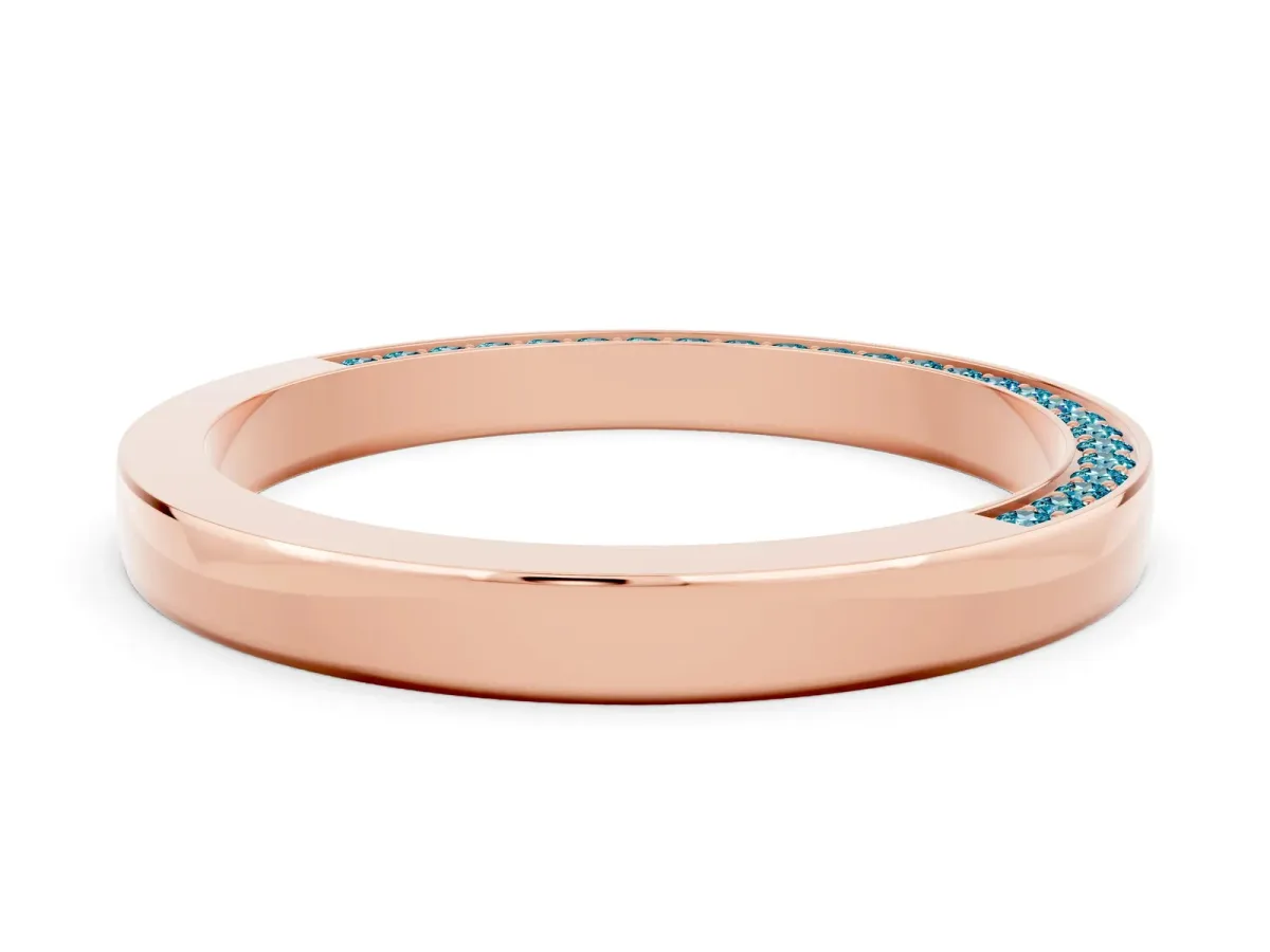 Pavé Round Blue Topaz Channel Set Band Rose gold