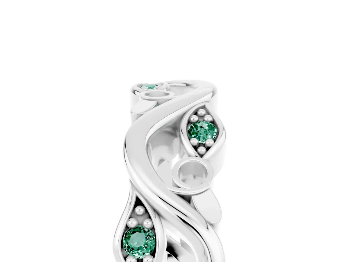Marquise Green Sapphire Vine Eternity Band with Bezel Setting Silver