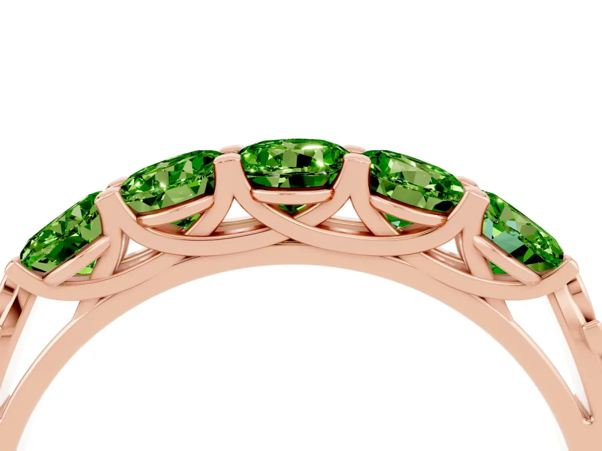 Five-Stone Round Peridot Prong-Set Band Rose gold