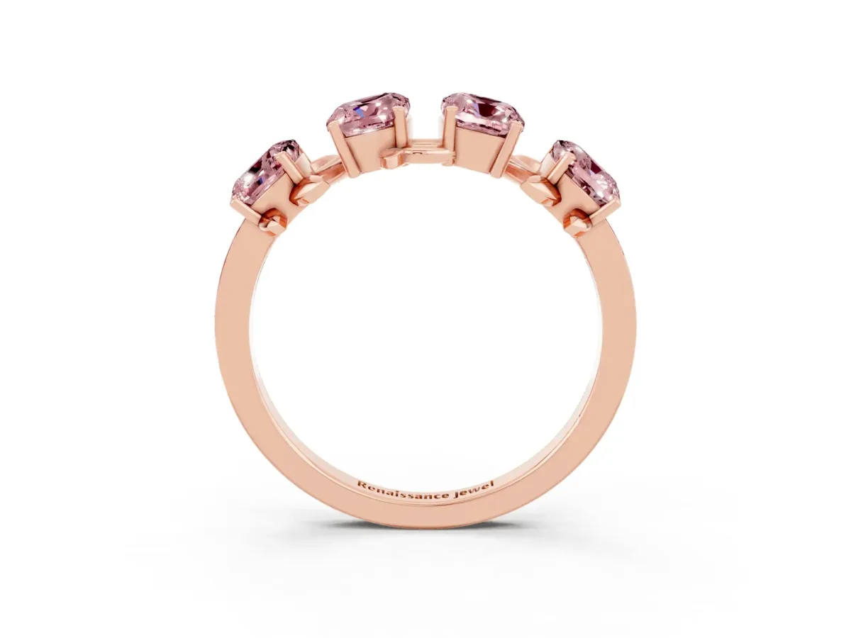 Emerald Cut Morganite Prong-Set Half Eternity Band Rose gold