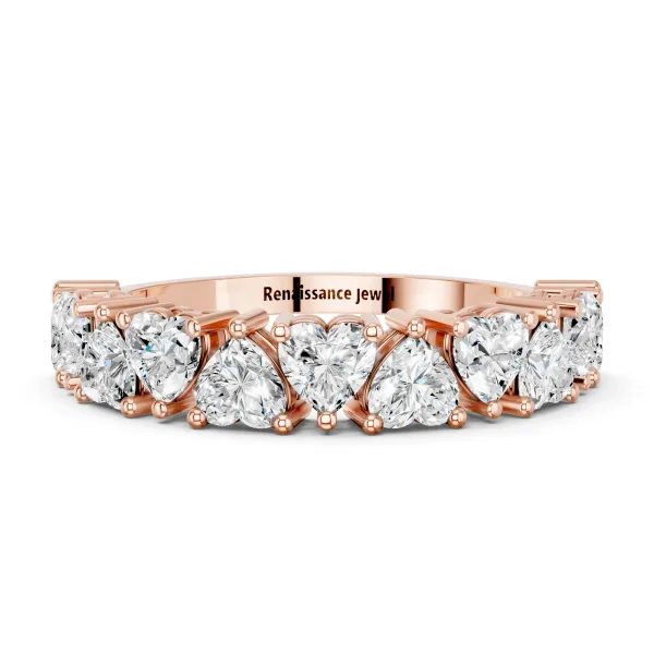 Heart Half Eternity Band with Shared Prong Setting Rose gold