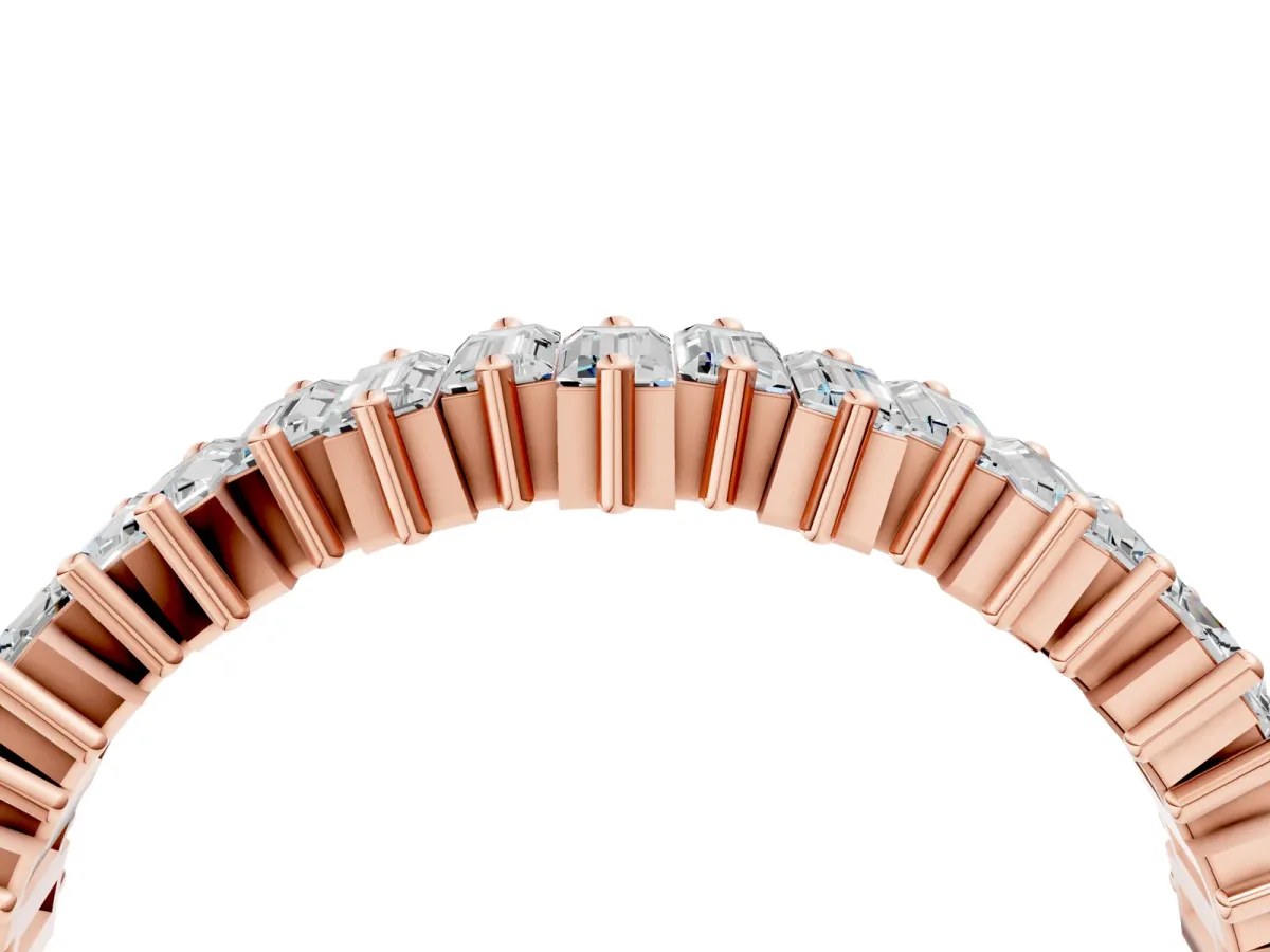 Baguette Diamond Full Eternity Ring with Prong Setting Rose gold