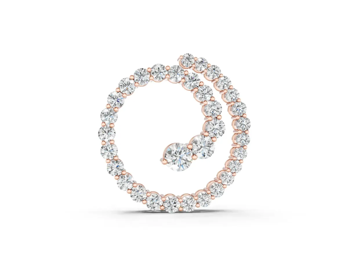 Round Diamond Spiral Pendant with Prong Setting Rose gold