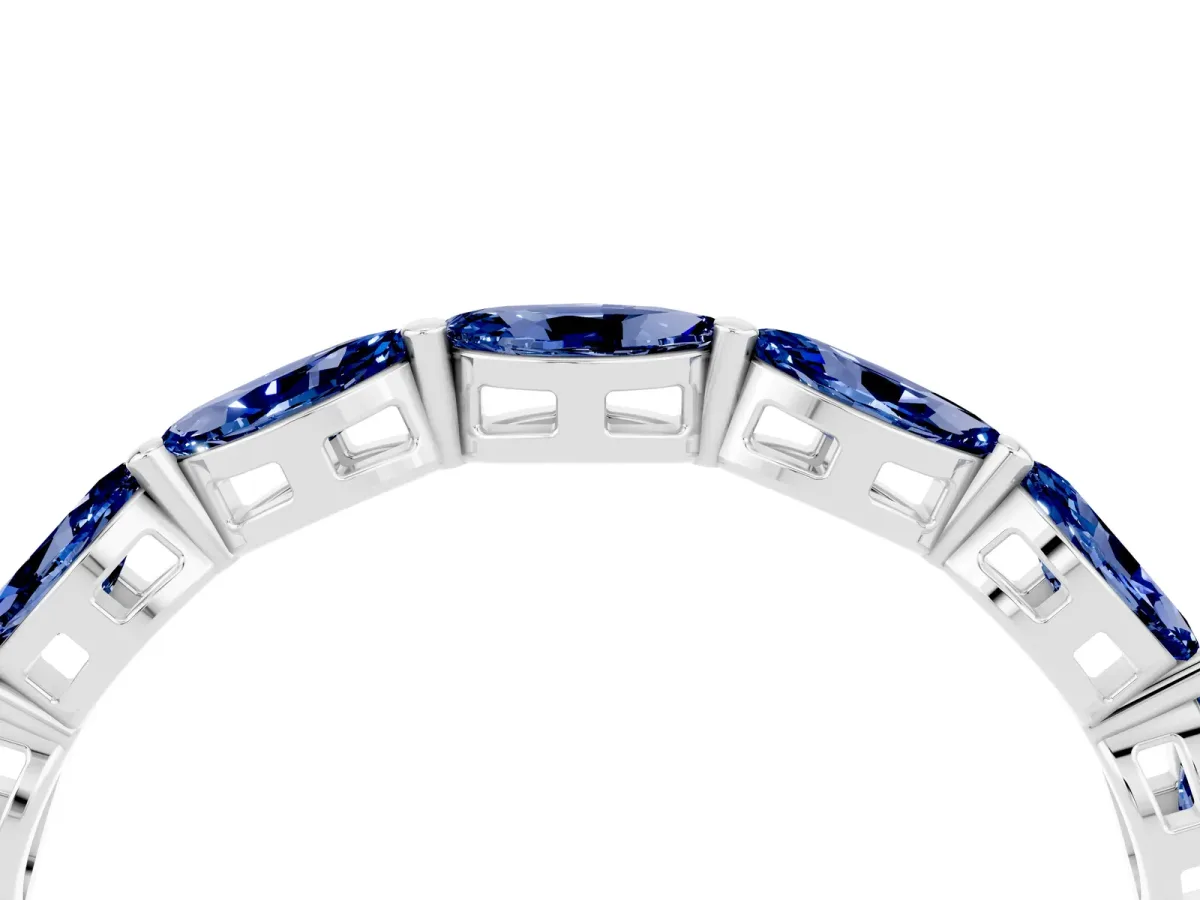 Marquise Blue Sapphire Eternity Band with U-Prong Setting Silver