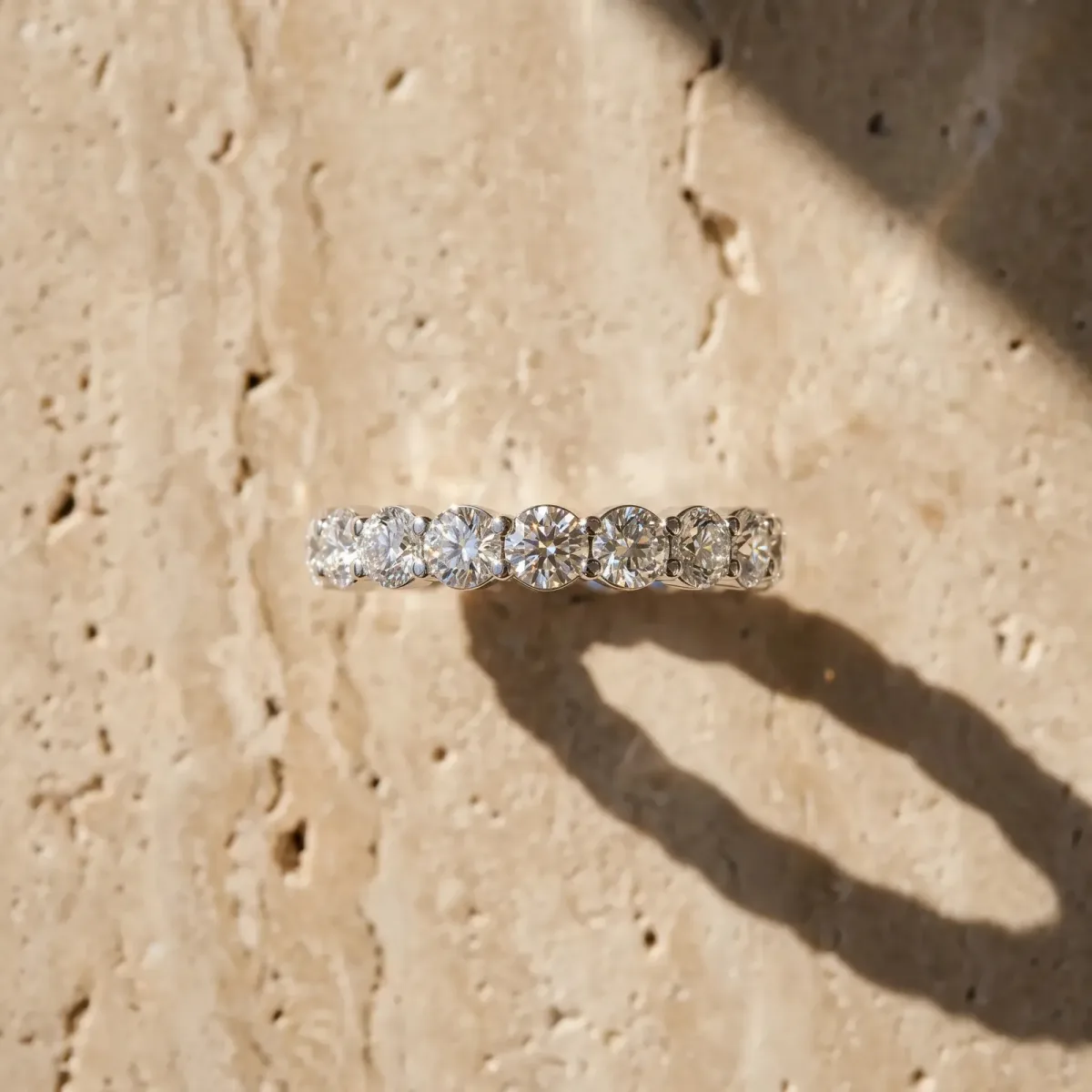 Round Diamond Eternity Band with U-Prong Setting Silver