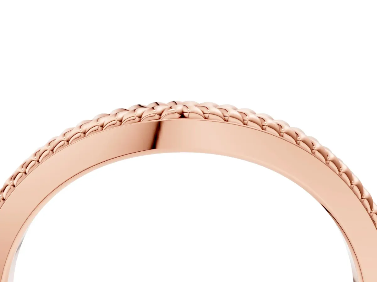 Milgrain Twist Contour Wedding Band Rose gold
