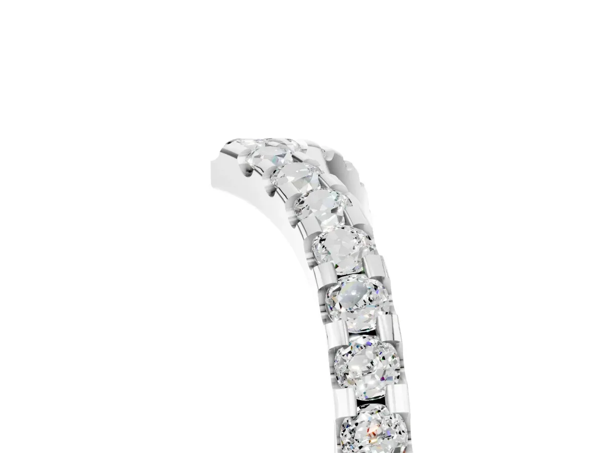 Pavé Round Moissanite Chevron Band with Shared Prong Setting White gold