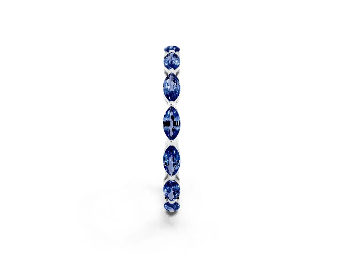 Marquise Blue Sapphire Eternity Band with U-Prong Setting Silver
