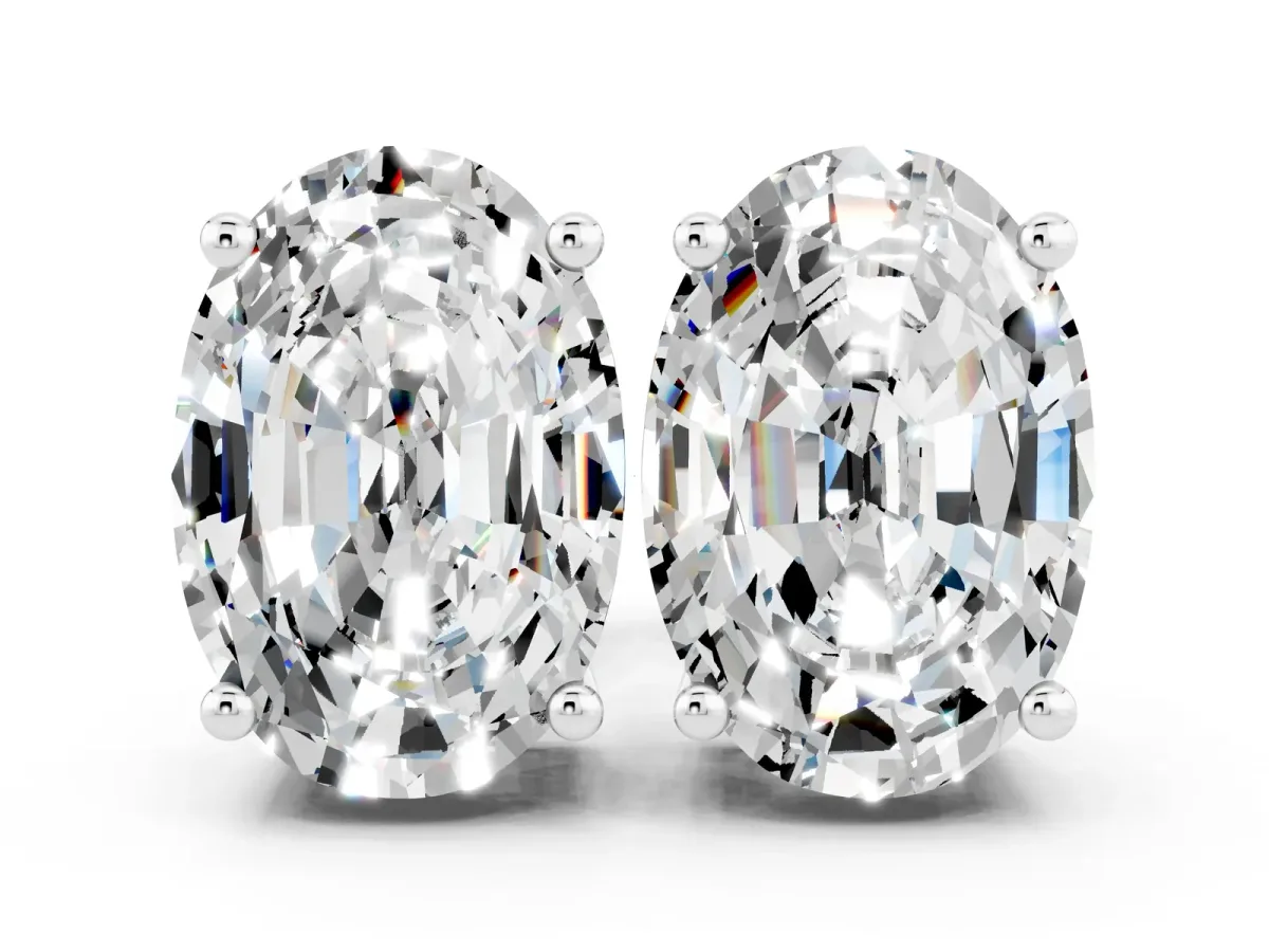 Oval Cut Moissanite Stud Earrings White gold
