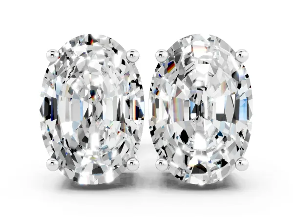 Oval Cut Moissanite Stud Earrings Platinum