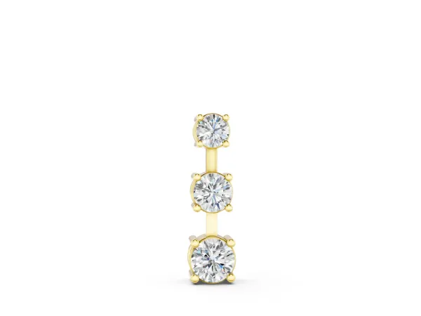Round Diamond Triple Bar Pendant with Four-Prong Setting Yellow gold
