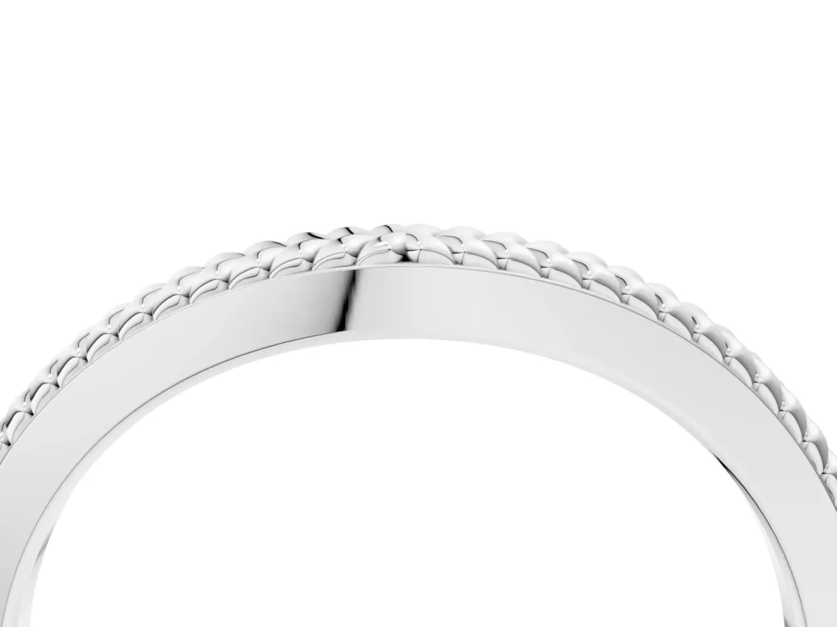 Milgrain Twist Contour Wedding Band White gold