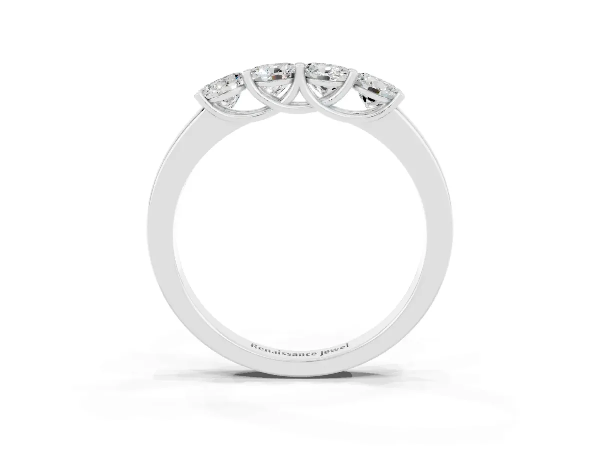 Four-Stone Round Moissanite Prong-Set Band White gold