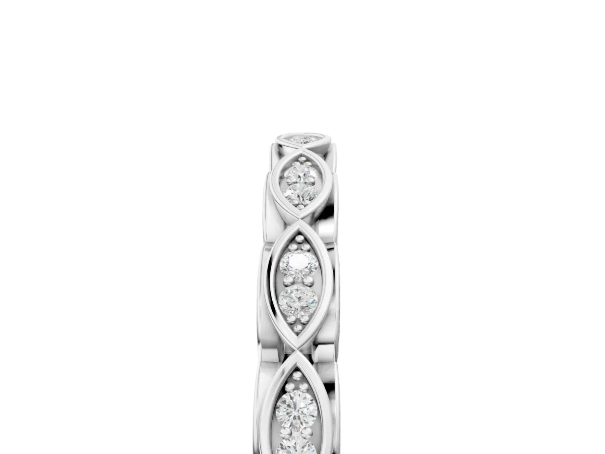 Marquise Diamond Eternity Band with Pavé and Bezel Setting Silver