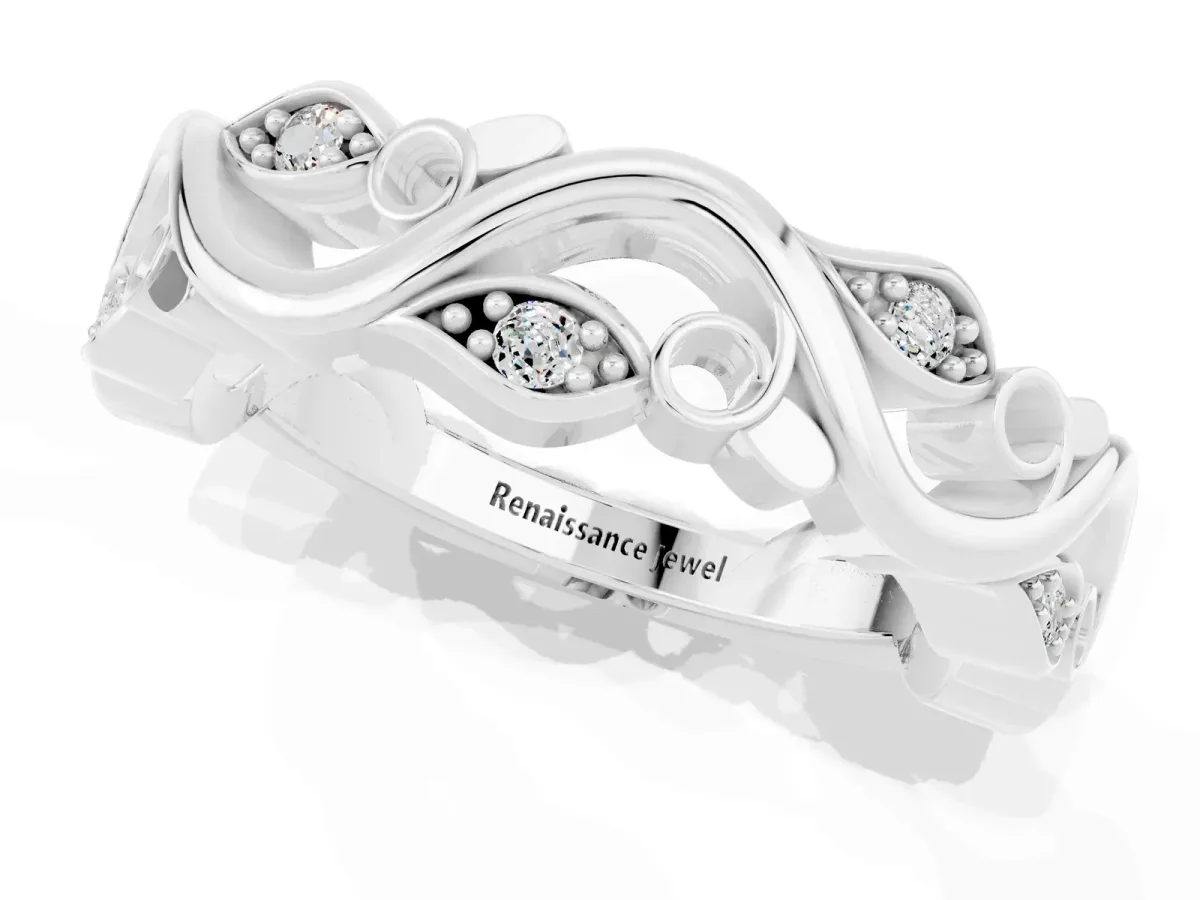Marquise Moissanite Vine Eternity Band with Bezel Setting Silver