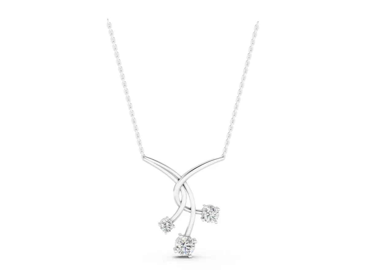Round Diamond Prong Set Pendant Silver