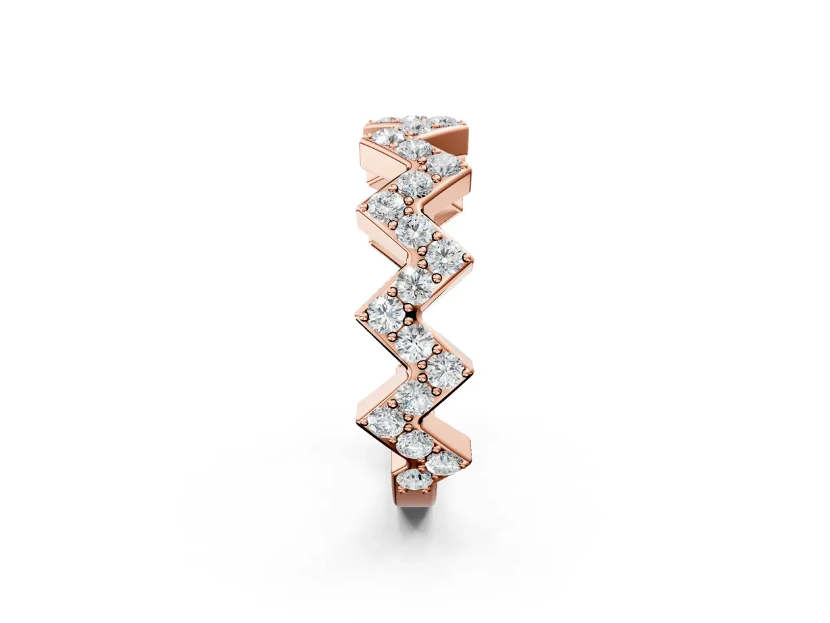 Zigzag Diamond Pave Round Eternity Band with Prong Setting Rose gold