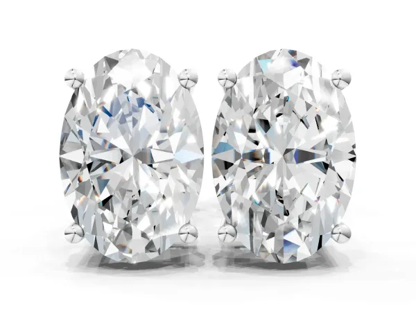 Oval Cut Diamond Stud Earrings White gold
