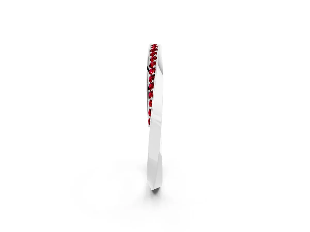 Pavé Round Ruby Twist Band White gold