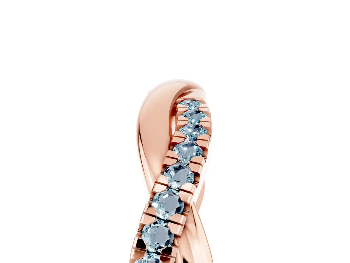 Round Aquamarine Twisted Infinity Band with Prong Setting Rose gold