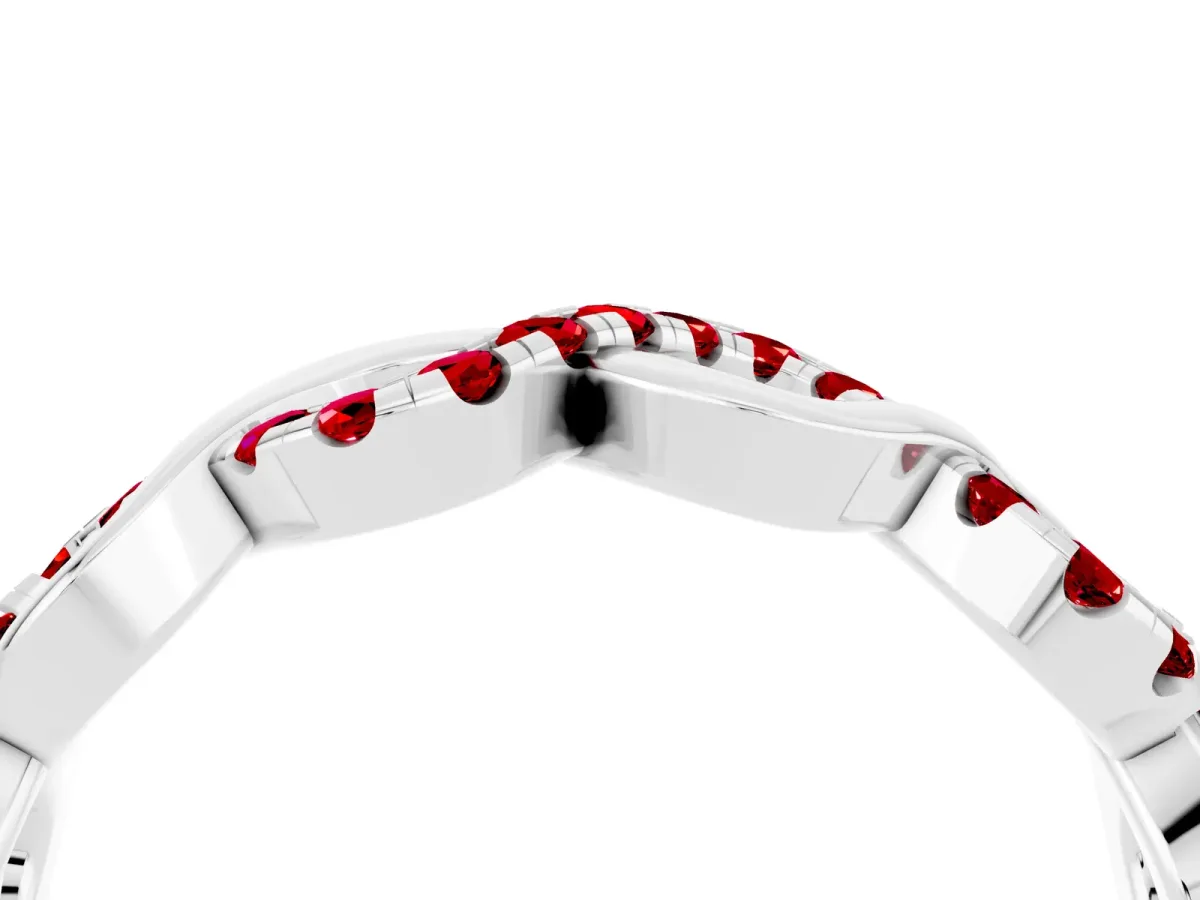 Twist Infinity Round Ruby Band with Pavé Setting Platinum