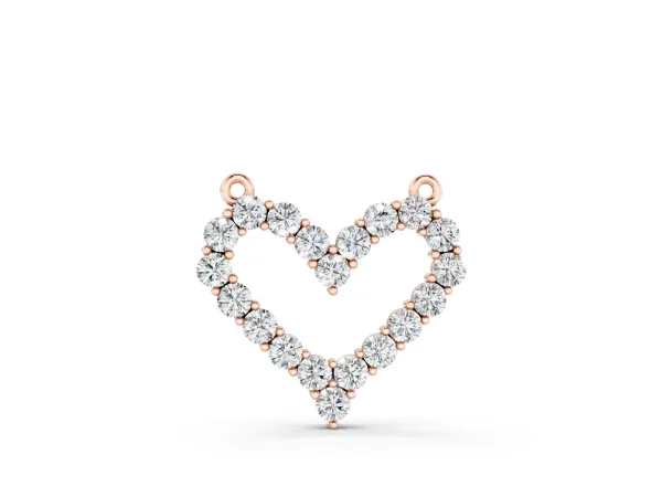 Prong-Set Round Diamond Heart Pendant Rose gold