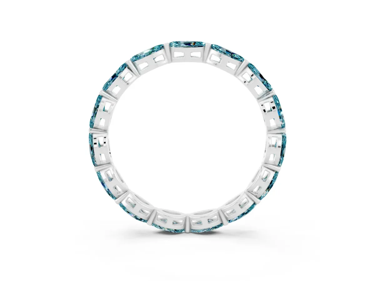 Marquise Blue Topaz Eternity Band with U-Prong Setting Silver