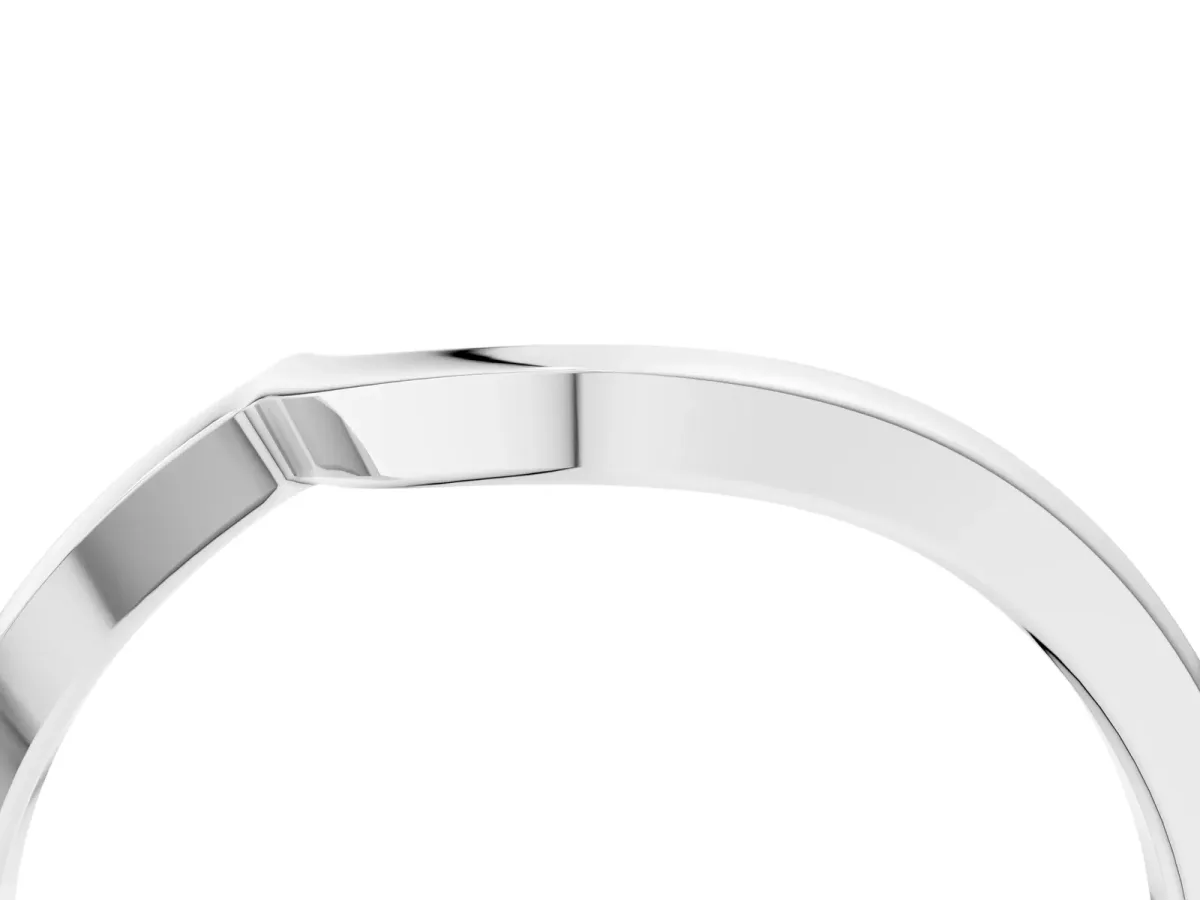 Curved Solitaire Band with Round Stone Setting Silver