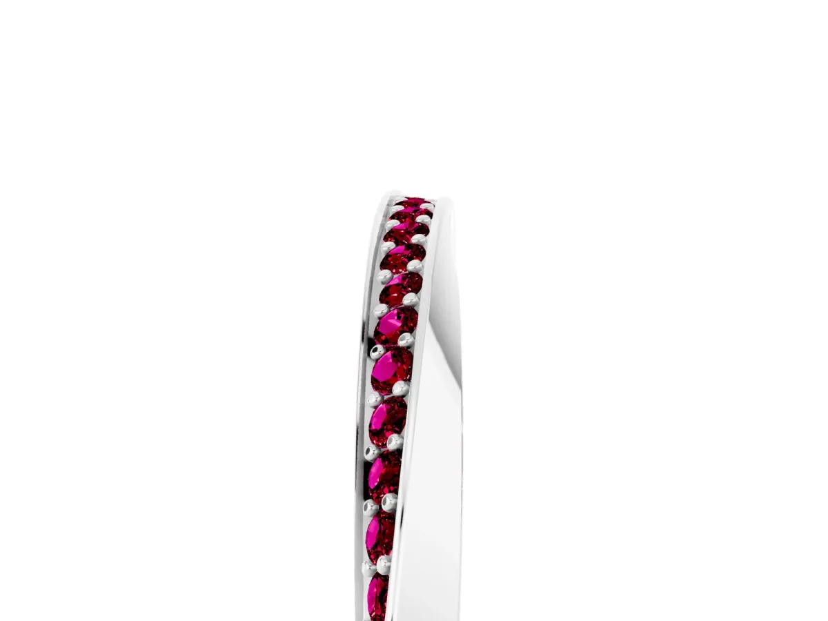 Pavé Round Garnet Twist Band White gold