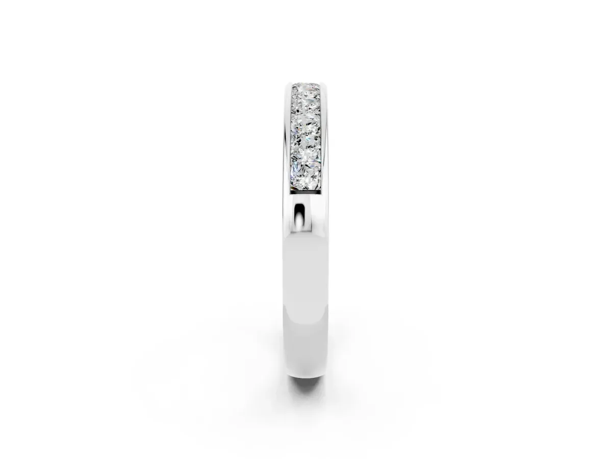 Channel Set Princess Cut Moissanite Eternity Band Platinum