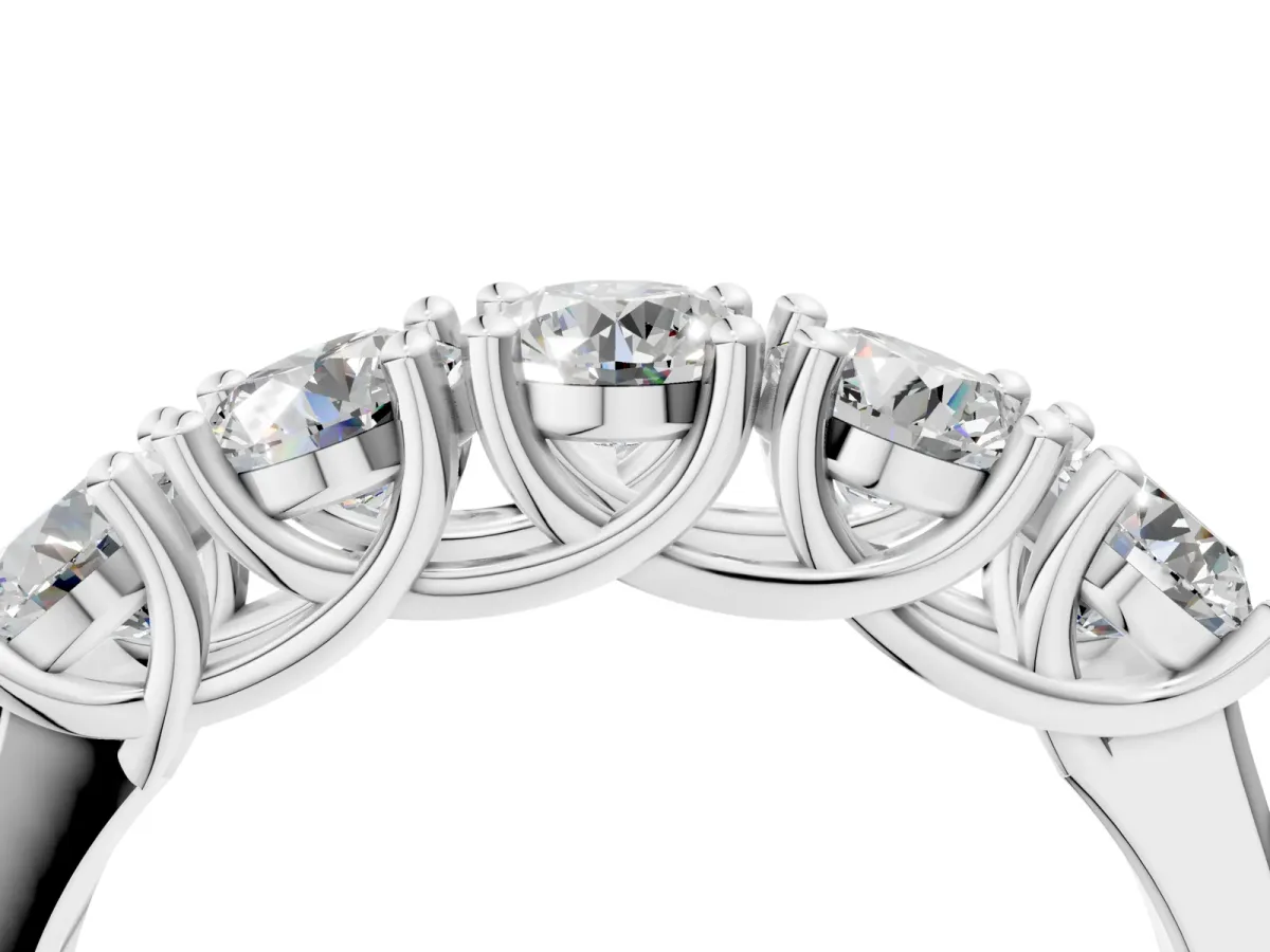 Five-Stone Round Diamond Prong-Set White Gold Band White gold
