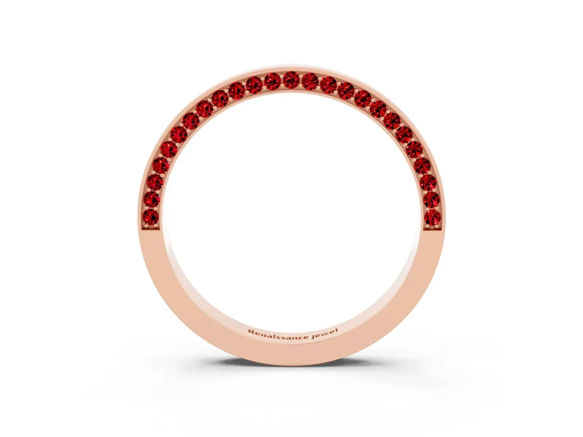 Pavé Round Ruby Channel Set Band Rose gold