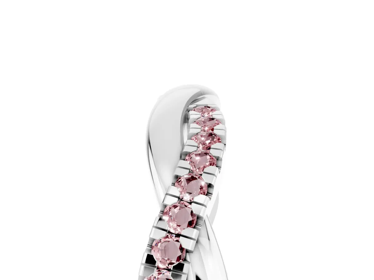 Round Morganite Twisted Infinity Band with Prong Setting Platinum