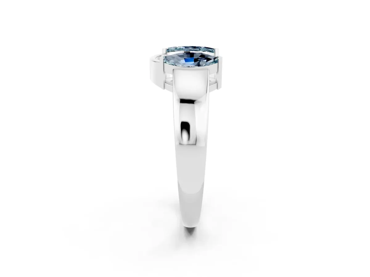Marquise Aquamarine Open Band Ring with Tension Setting Silver