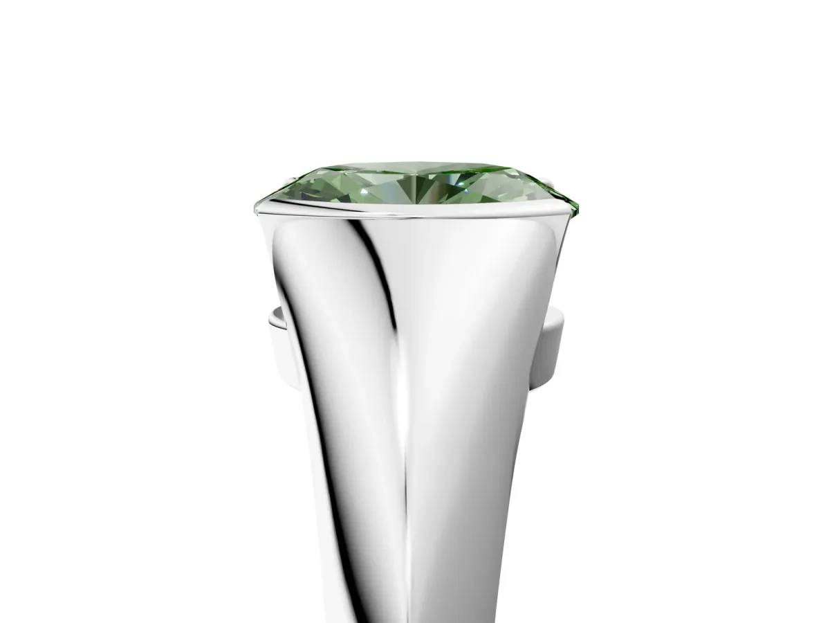 Fancy Green Oval Cut Solitaire Tension Set Diamond Ring Platinum