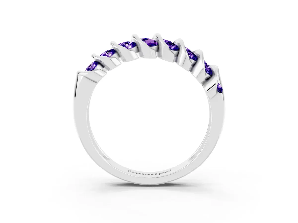 Channel Set Round Tanzanite Multi-Row Band White gold