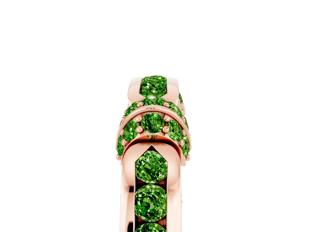 Pavé Round Peridot Link Band with Bezel Setting Rose gold