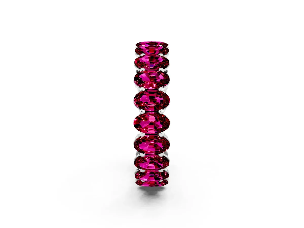 Oval Cut Garnet Eternity Band with Shared Prong Setting Silver