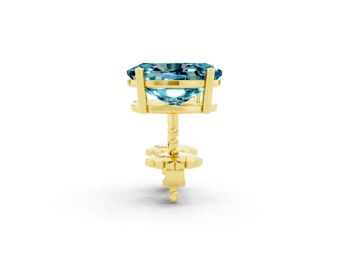Oval Cut Blue Topaz Stud Earrings Yellow gold