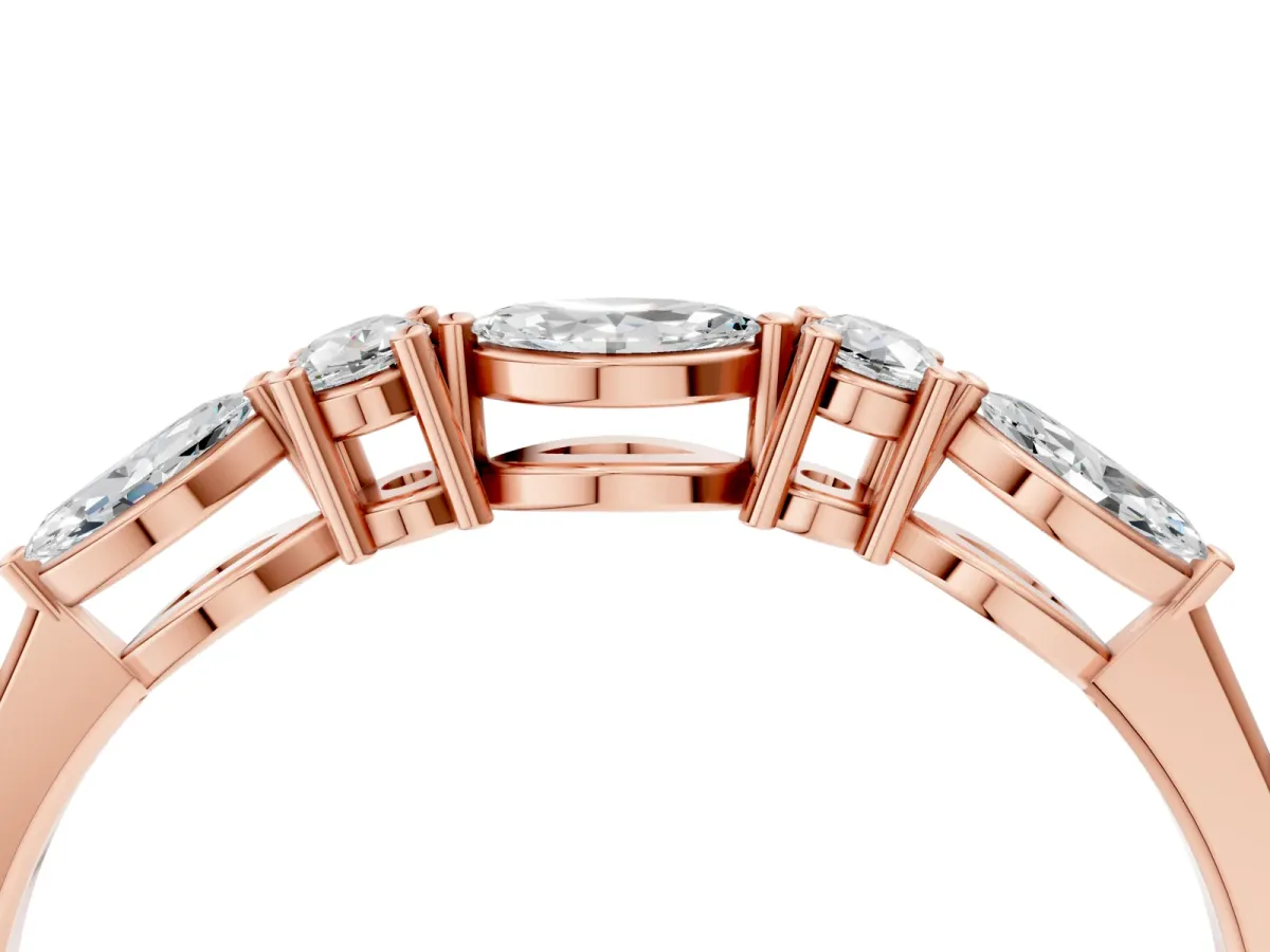 Prong Set Round Diamond Half-Eternity Band Rose gold