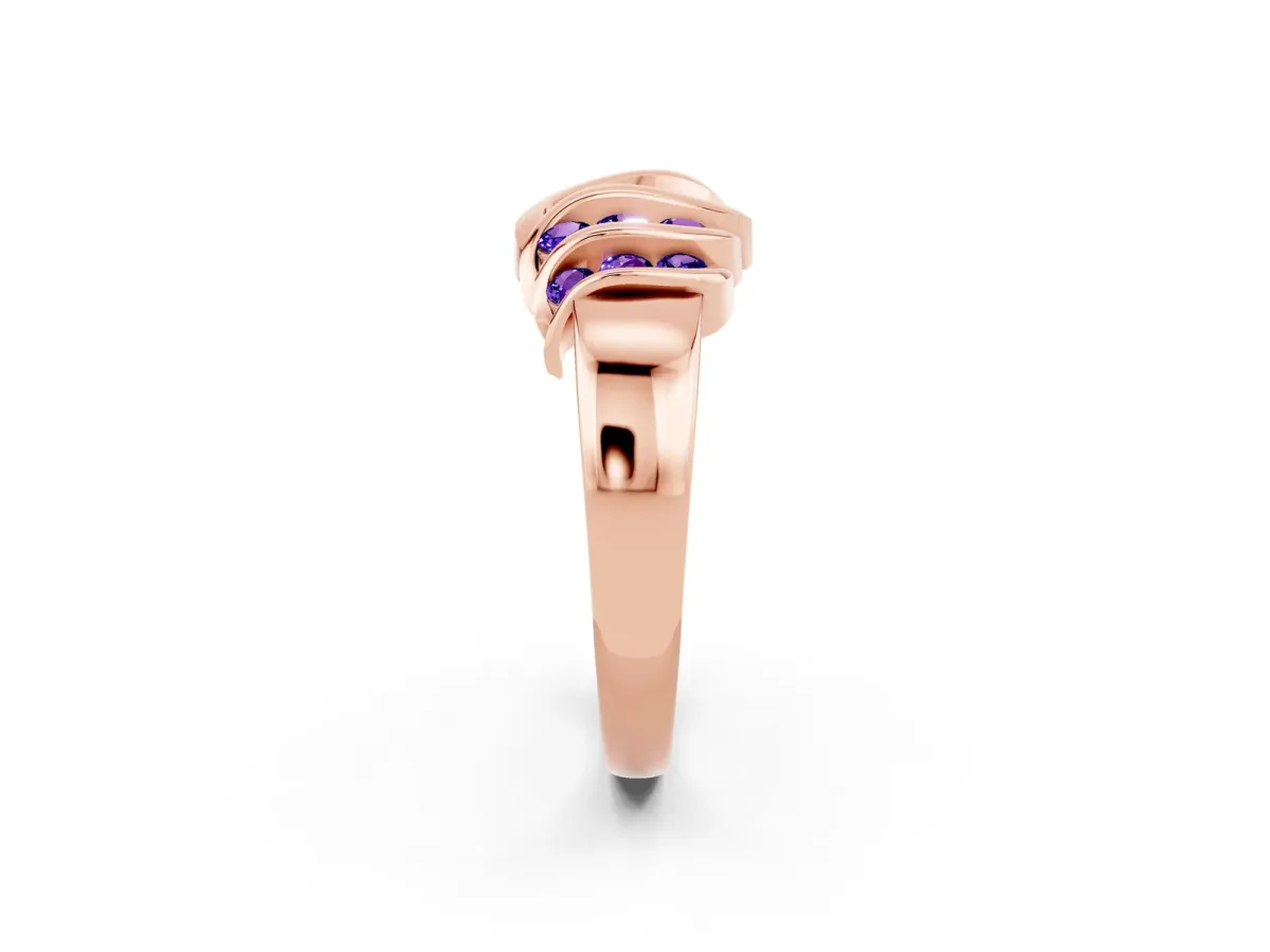 Round Tanzanite Multi-Row Crossover Band Rose gold