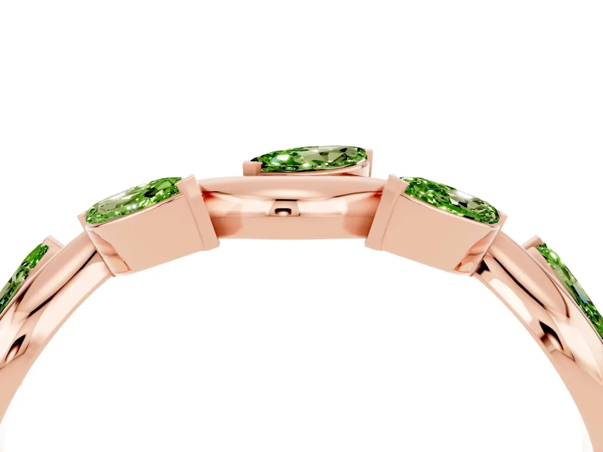 Marquise Peridot Twisted Band with Prong Setting Rose gold