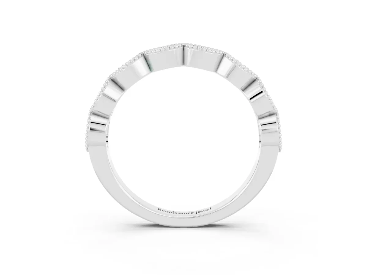 Milgrain Marquise Green Sapphire Half Eternity Band with Bezel Setting Platinum