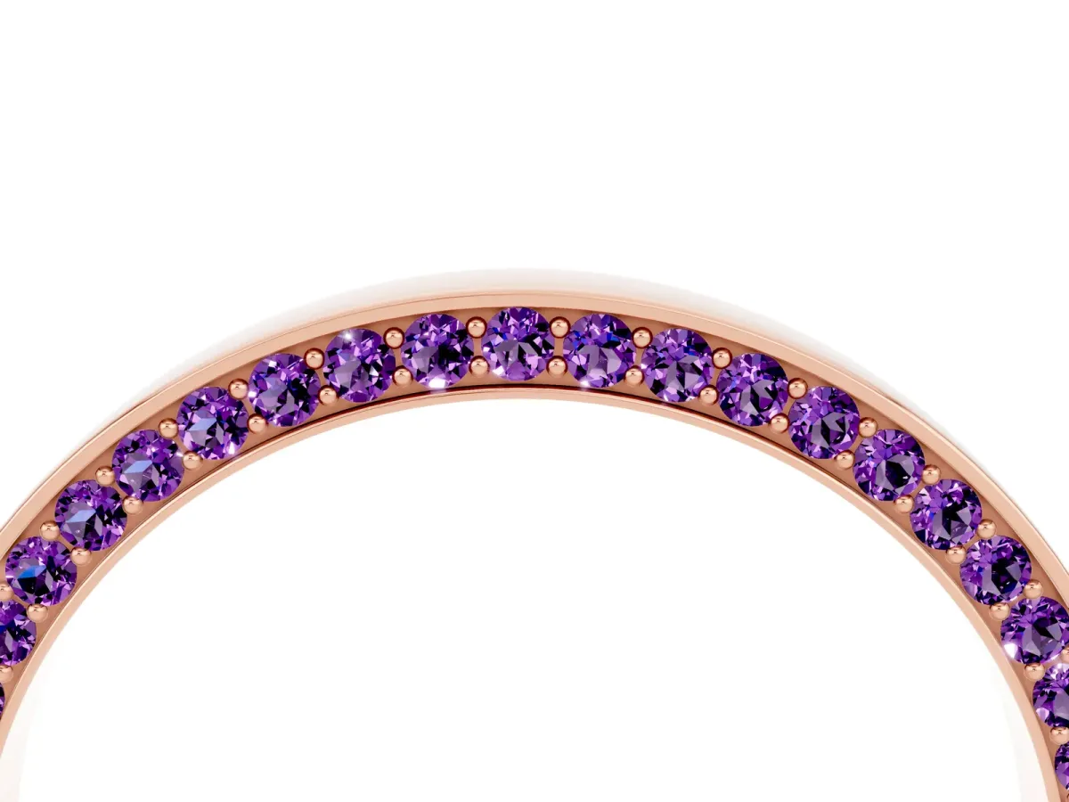 Pavé Round Amethyst Channel Set Band Rose gold