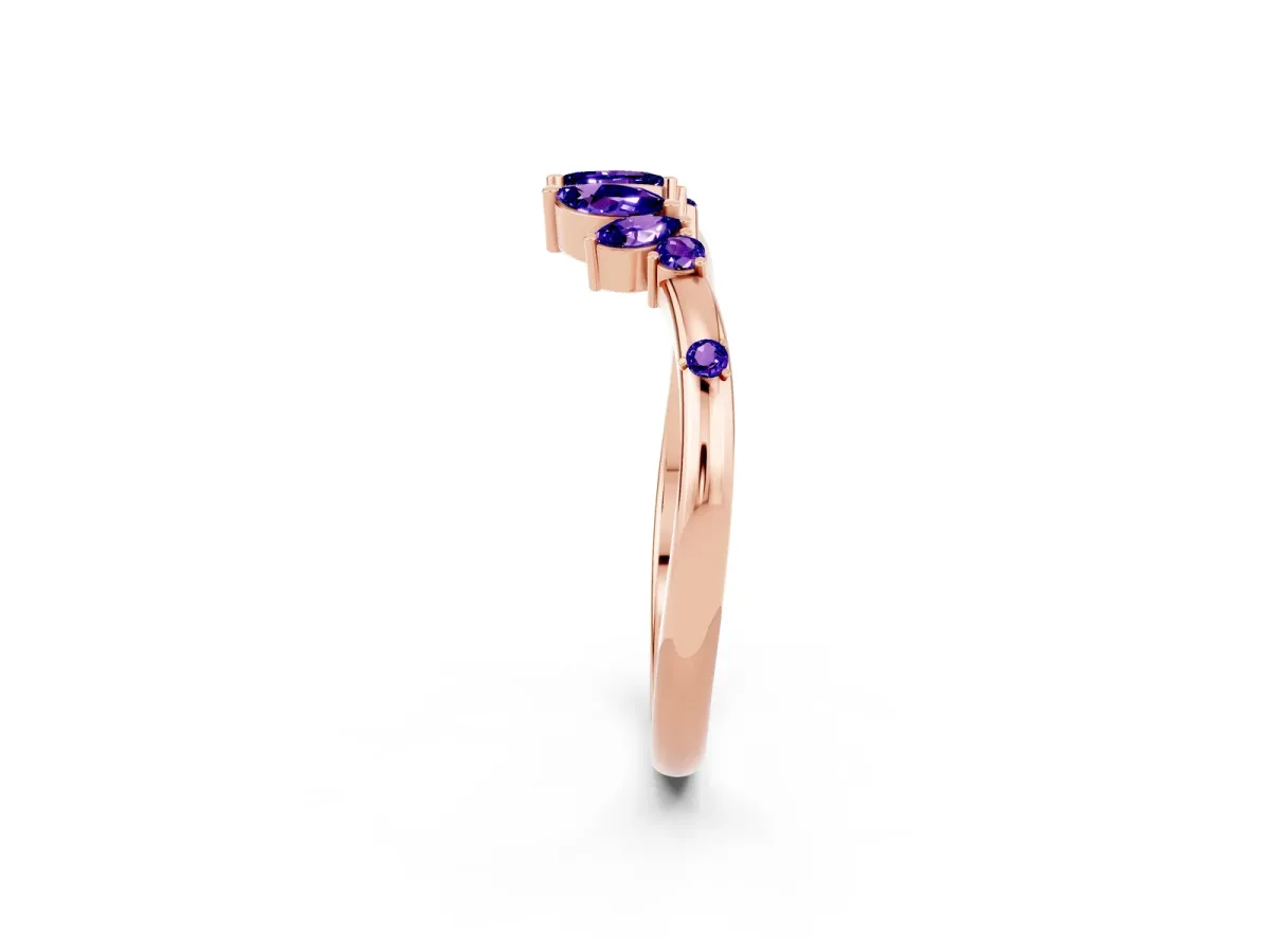 Open Marquise Cluster Tanzanite Band with Prong Setting Rose gold