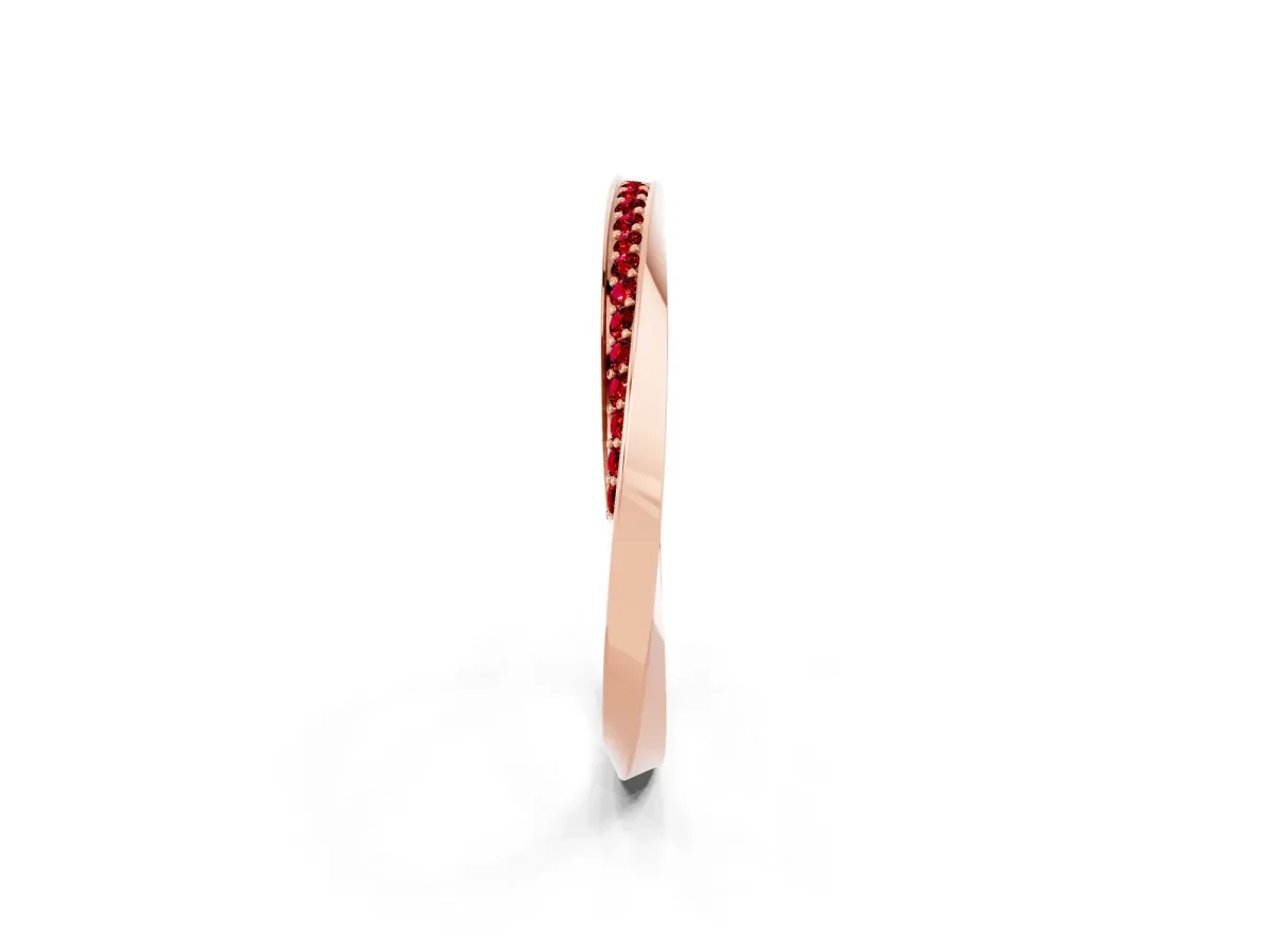 Pavé Round Ruby Twist Band Rose gold