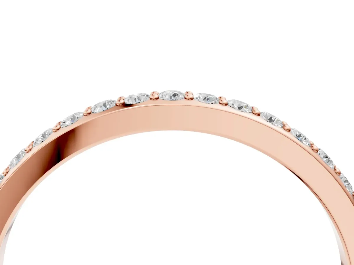 Pavé Round Diamond Eternity Band with Shared Prong Setting Rose gold