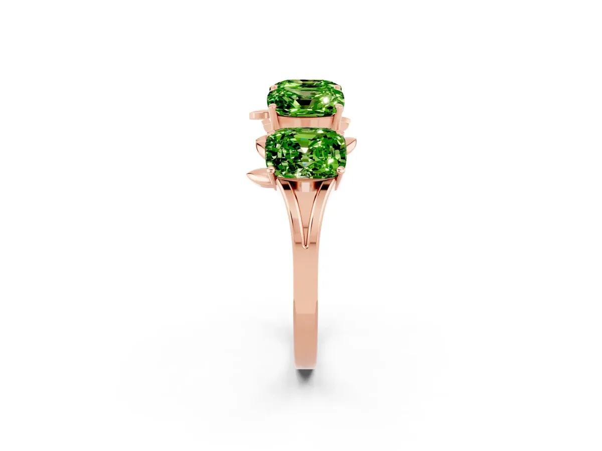 Emerald Cut Peridot Prong-Set Half Eternity Band Rose gold
