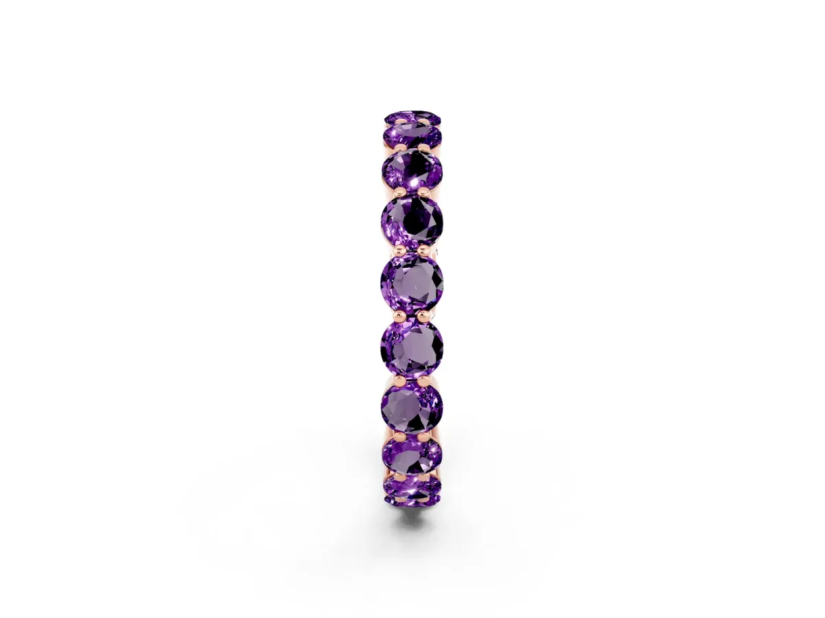 Round Amethyst Eternity Band with U-Prong Setting Rose gold